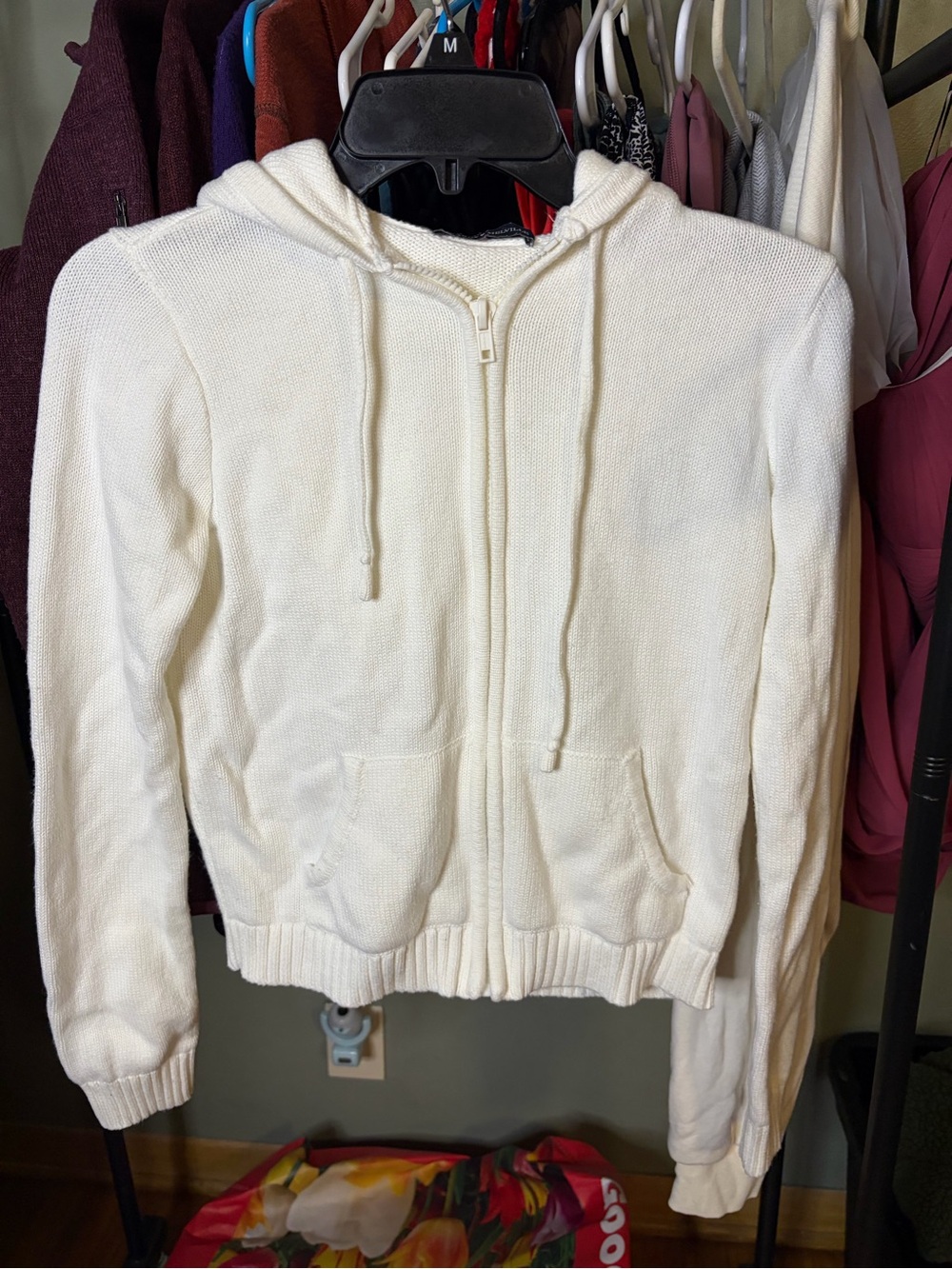 Brandy Melville Ivory Zip Hoodie Cardigan